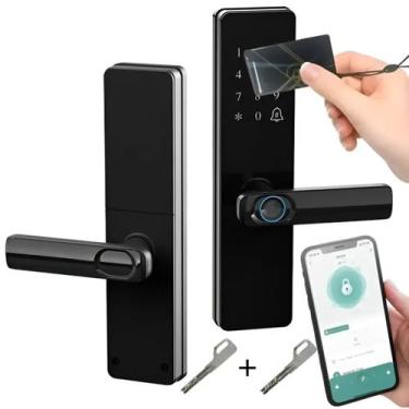 Imagem de Fechadura Digital Biométrica com Senha Cartão e Alarme Eletrônica para