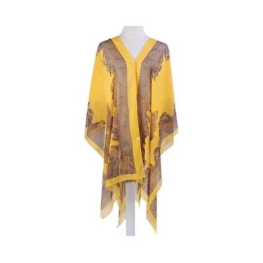 Imagem de Xale Feminino De Chiffon Com Estampa Paisley E Proteção Solar, Toalha 