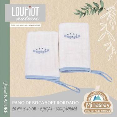 Imagem de Babete Soft Loupiot Nature Azul - Kit Pano de Boca com Prendedor de Ch