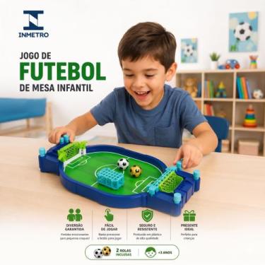 Imagem de Jogo Futebol de Mesa Infantil Portátil com 2 Bolas Mini Pebolim Brinqu