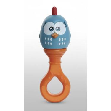 Imagem de Mordedor Chocalho Bebê Pinguim Vinil Macio Azul Laranja - Congratulati