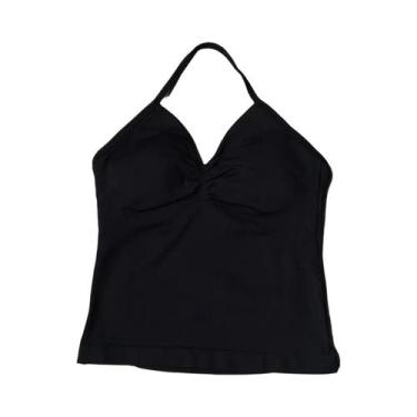 Imagem de Top De Ginástica Feminino Longline Com Alças E Costas Abertas, Sem Log