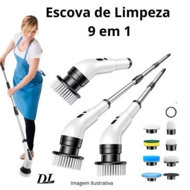 Imagem de Escova de Limpeza Elétrica 9 em 1 Esfregão ajustável e recarregável - 