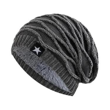 Imagem de Gorro De Inverno Unissex Com Forro De Pelúcia, Quente, Tricotado, Com 