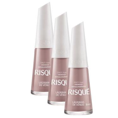 Imagem de Kit 3 Esmalte Risqué Nude Cremoso Lágrimas de Vênus 8ml
