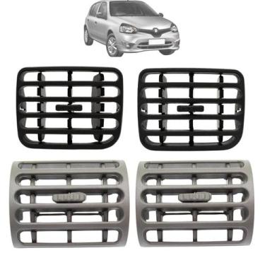 Imagem de Kit 4 Difusor Saida De Ar Renault Clio 2000 Até 2016 Cinza - NAT