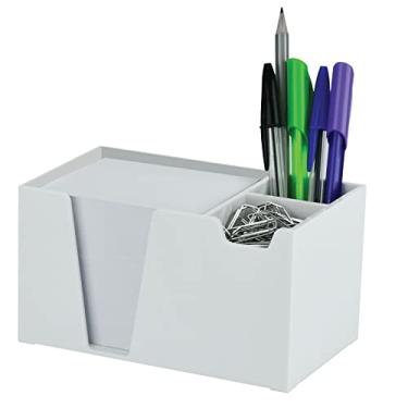 Imagem de Acrimet Organizador de Mesa Porta Lápis, Clips e Lembretes, com Papel Branco Incluso, Cor Branco