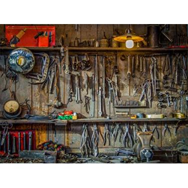 Imagem de Yeele 2,4 x 1,8 m vintage ferramentas oficina fundo galpão para fotografia reparação manutenção loja pano de fundo, caixa de ferramentas, cabine fotográfica, adereços de estúdio de vinil