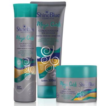 Imagem de Kit Magic Curls Shine Blue Shampoo Condicionador Máscara