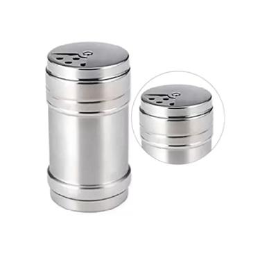 Imagem de Saleiro De Inox Tampa Dosadora Dispencer De Tempero 11 Cm