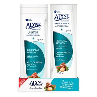 Imagem de Kit Shampoo e Condicionador Alyne Óleo Argan Nutrição Hidratante Reparador de Danos Antioxidante 350ml