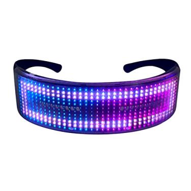 Imagem de Domary Óculos Luminosos, Óculos de festa LED BT APP Control LED Acender Óculos Piscando Brilhantes Óculos Luminosos Recarregável USB Animação DIY para Festa de Aniversário de Natal Boate