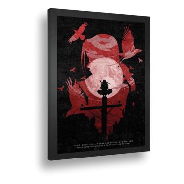 Quadro decorativo emoldurado Itachi Uchiha Akatsuki Naruto Anime para  quarto sala