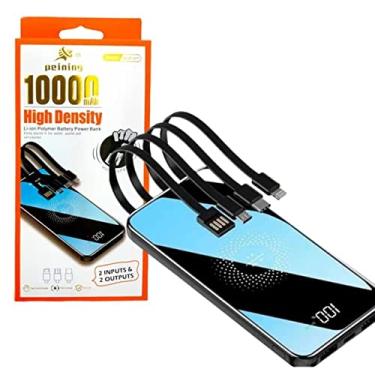 Imagem de Carregador Peining Portátil Power Bank sem fio/por Indução Ultra Rápido 10000mah para 6 dispositivos simultâneos 4 cabos (Lightning, V8, Tipo-C e USB) (Verde)