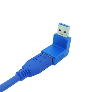 Imagem de Adaptador 90 Graus USB 3.0 Emenda Macho e Fêmea Azul