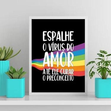 Imagem de Quadro Lgbt Espalhe O Vírus Do Amor 24X18Cm Preta