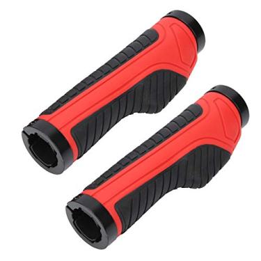 Imagem de Vbestlife Punhos de guidão de bicicleta, punhos de extremidade de borracha antiderrapante com trava dupla para mountain bike (preto vermelho) bicicletas e peças de reposição