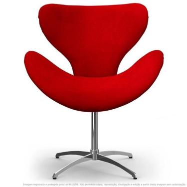 Imagem de Cadeira Decorativa Poltrona Egg Vermelha Com Base Giratória
