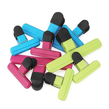 Imagem de Pacote com 9 clipes grandes para saco de alimentos de tamanhos variados, clipes de plástico pesado, 3 cores