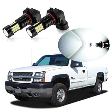Imagem de MEALAM Lâmpada de faróis de neblina de LED 6000K Xenon Branco H10 9145 9140 LED 2400 lúmens por par de lâmpadas de halogênio compatíveis com Chevrolet Silverado/GMC Sierra 2003 2004 2005 2006, pacote com 2