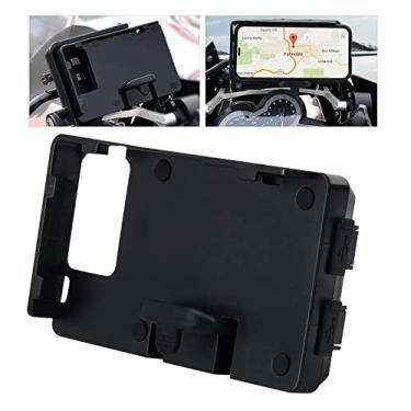 Imagem de MDPROMCP Suporte de telefone para motocicleta R1200GS com carregador USB duplo, suporte de navegação GPS compatível com F700GS F800GS R1200GS R1250GS CRF1000L Africa Twin 12 mm Roll Bar