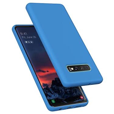 Imagem de E Segoi Capa projetada para Galaxy S10 Plus de 6,4 polegadas, S10+ capa à prova de choque de borracha gel de silicone líquido à prova de choque, almofada de forro de pano de microfibra macia