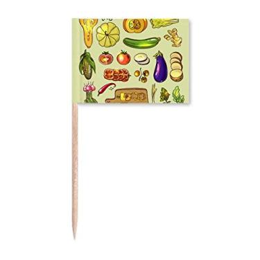 Imagem de Legumes Berinjela Abóbora Gengibre Palito de Dente Marcador Topper Decoração de Festa