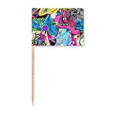 Imagem de Gravfiti Street Culture Colorful Monster Toothpick Flags Marker Topper Decoração de Festa