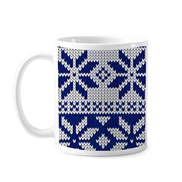 Imagem de Floco de neve quadrilateral ilustração nórdica caneca cerâmica xícara de café porcelana louça