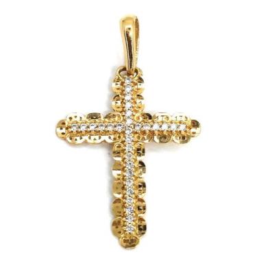 Imagem de Pingente Em Ouro 18K Crucifixo Cravejado - Elegancy Joias