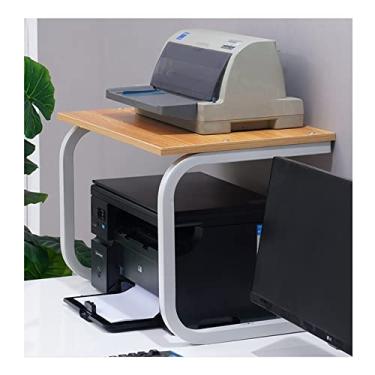 Imagem de KIZQYN Suporte de impressora rack de impressora rack de armazenamento de mesa de escritório suporte de copiadora de mesa multifuncional prateleira de cozinha impressora de mesa (cor: cor de tronco)