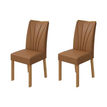 Imagem de Conjunto com 2 Cadeiras Apogeu Sintético Caramelo e Amêndoa Clean