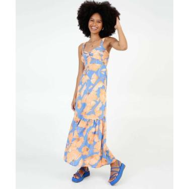 Imagem de Vestido Longo Feminino Floral Amarração Alças Finas - Cereja Rosa