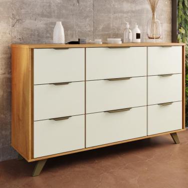 Imagem de Cômoda 9 Gavetas Olimpia Móveis Europa - Peroba/Off White