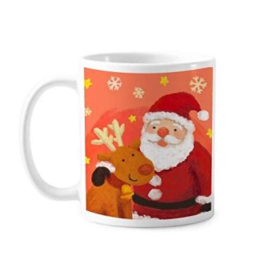 Imagem de Caneca de Natal Papai Noel, floco de neve, alce, caneca de cerâmica, café e porcelana