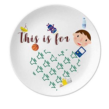 Imagem de Padrão de selo de ajuste de som, placa de porcelana, jantar, prato redondo, menino homem