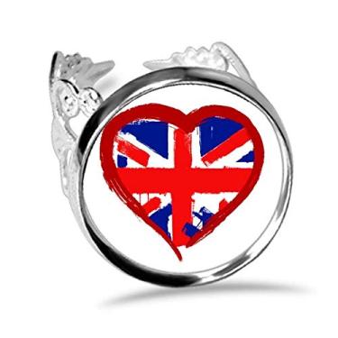 Imagem de DIYthinker Amor coração Reino Unido Inglaterra anel ajustável amor casamento noivado