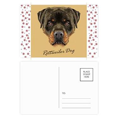 Imagem de Black Feroz Rottweiler Dog Pet Animal Natal Flor Celebração Cartão Postal Cartão Bênção