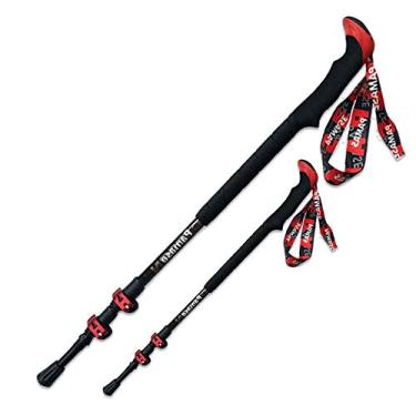 Imagem de N/P Bastões de caminhada de carbono - dobrável telescópico dobrável, leve, com trava externa de três seções para exploração, mochilão, escalada, acampamento