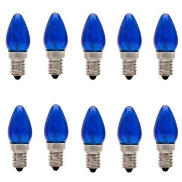 Imagem de 10 Lâmpada Chupeta Azul 7W Incandescente E-14 127V - Brasfort