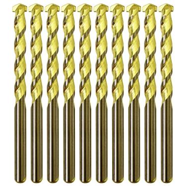 Imagem de Max-Craft – Pacote com 10 peças de broca de concreto com flauta dourada e ponto de perfuração, furadeiras através de tijolos, pedras, concreto, azulejos, maçonaria, drywall e construção (5/32" - 10 peças)