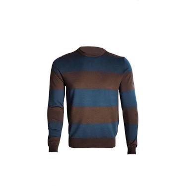 Imagem de Suéter Masculino Menzo Listrado Azul E Marrom Tam. P-Masculino