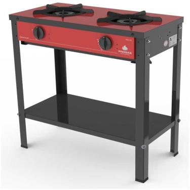 Imagem de Fogão Industrial A Gás 2 Bocas Gourmet Esmaltado Vermelho Prge-200 - Progás