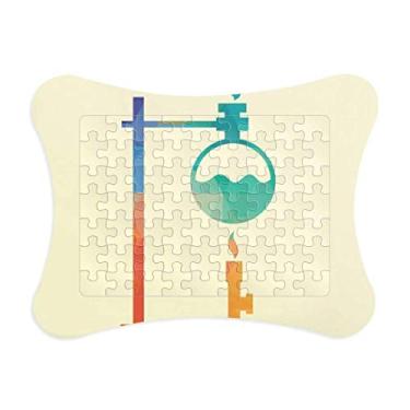 Imagem de Moldura de quebra-cabeça de química com fundo redondo aquecido para decoração de quadros, ornamento de jogos