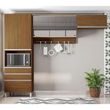 Imagem de Cozinha Compacta Bartira Amazonita com 5 Portas, 3 Gavetas e 5 Prateleiras - 271cm de largura