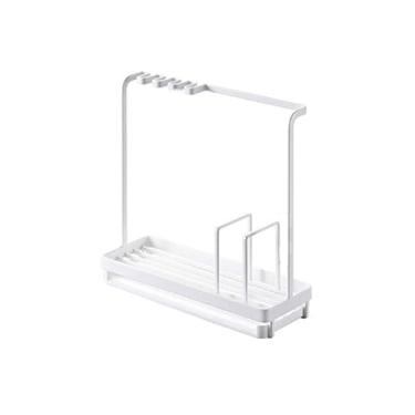 Imagem de Organizador de pia organizador de pia de cozinha suporte de esponja de cozinha cesta de drenagem de cama rack de pano rack de pano bandeja de drenagem removível estreito economizar espaço (25 x 9 x 25