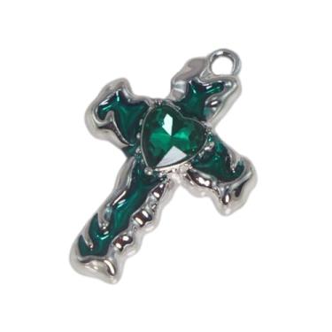 Imagem de Misright Pingente em forma de cruz de liga pingando óleo pingente de cruz para joias faça você mesmo colar brincos colar colar acessórios para fabricação de corrente de pescoço, BL