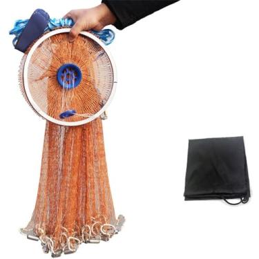 Imagem de EASY BIG Rede de Pesca Americana com Frisbee de Alumínio, Rede de Pesca para Armadilha de Isca, Malha de 0,8 polegadas/2cm, Diâmetro de 7,8-13,8 pés/2,4-4,2m