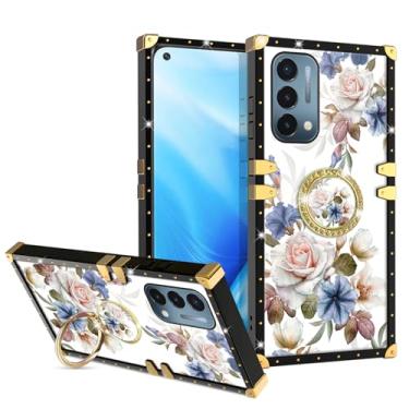 Imagem de Nuouxoco Capa para Oneplus Nord N200 5G Capa para meninas e mulheres design quadrado com suporte de anel TPU silicone macio à prova de choque capa protetora de telefone para Oneplus N200 6,5 polegadas