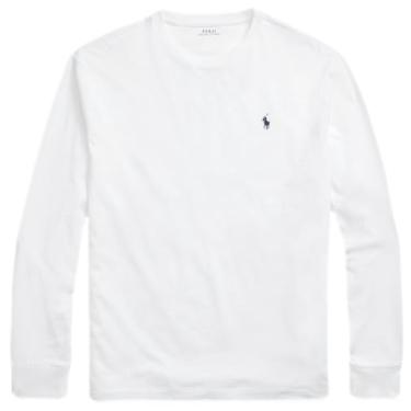 Imagem de Polo Ralph Lauren Camiseta masculina de manga comprida com gola redonda, Branco óptico, XXG